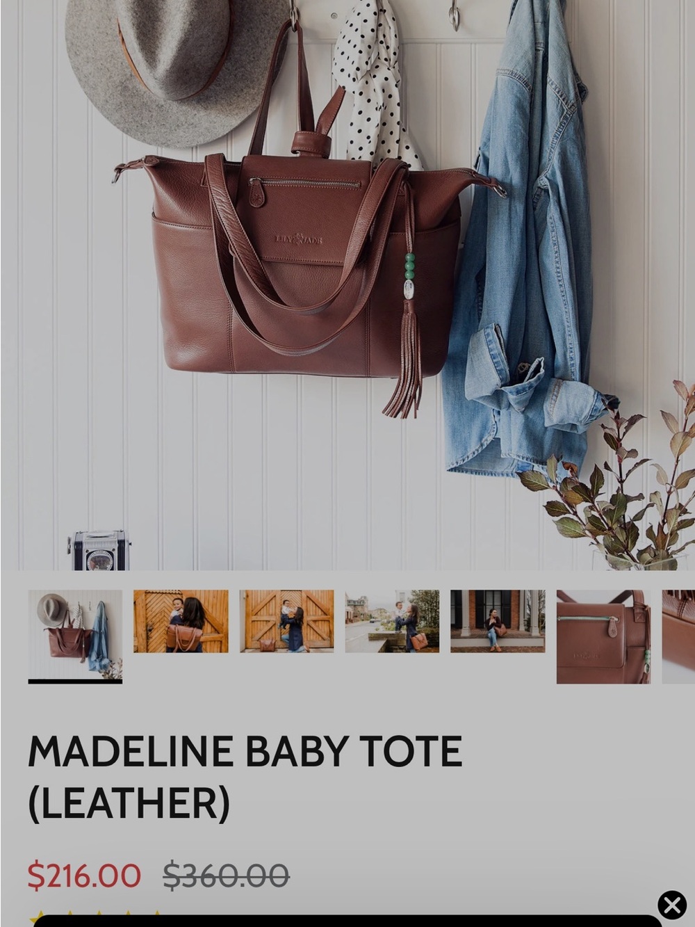 Lily jade Madeline Baby Tote Leather Shoulder Bag in Brown